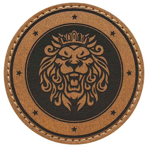 Lion leather engraved patch